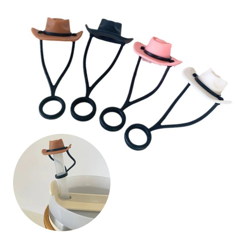 Cowboy Hat Straw Cover Cap For Tumbler Cup 30&40 Oz 10Mm Cowgirl Hat Silicone Straw Topper Protector Lid
