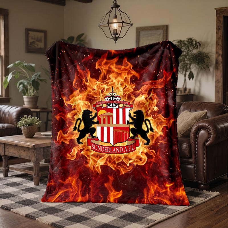 Sunderland Football Print Flannel Blanket Soft Warm Sofa Bed Throw Blanket For Home Office Bedroom