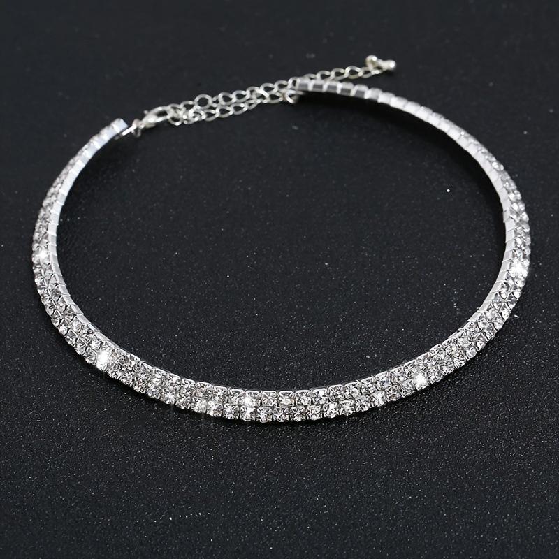 3Pcs/set Fashion Crystal Bridal Jewelry For Women Charm Silver Color Rhinestone Necklace Earrings Bracelet Wedding Party Jewelry