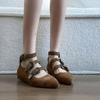 Summer retro rivet high-heeled single shoes women's 2025 new T-shaped one-word buckle with pointed tip Mary Jane thick-heeled women's shoes