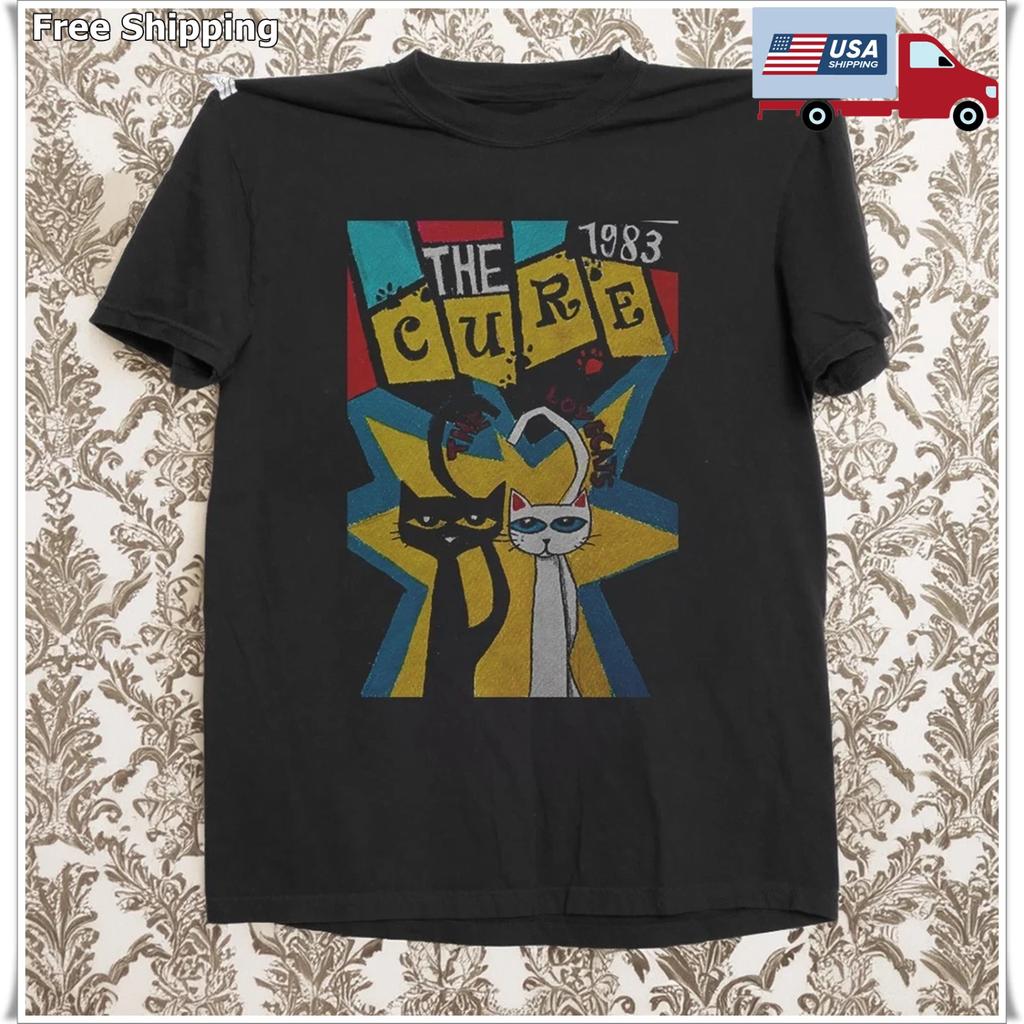 NEW! The Cure Lovecats 1983 Band T-Shirt Black T-shirt Size S-