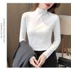Autumn Winter Half High Collar Velvet Bottomed T-shirt Women Long Sleeve Solid Color All-match Pullover Top Tee