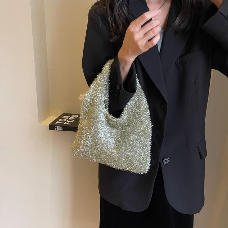 Polyester Shoulder Bags with Colored Thread for Ladies Solid Casual Bags New Fashion Trend