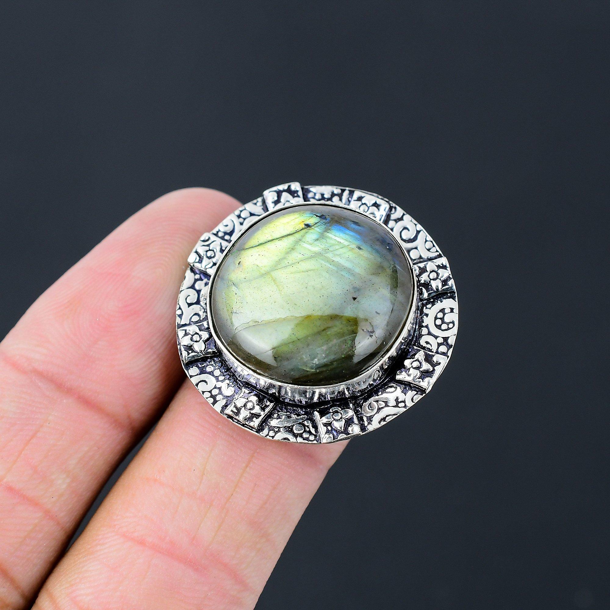 Daughters Day Deal 925 Silver Labradorite Stone Promise Mother New Ring US 8.5 8.5