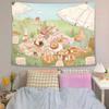 Cute Graffiti Animals Star Tapestry, Anime Healing Wall Hanging, Kawaii Aesthetic Wall Decor for Bedroom Dorm Home Room