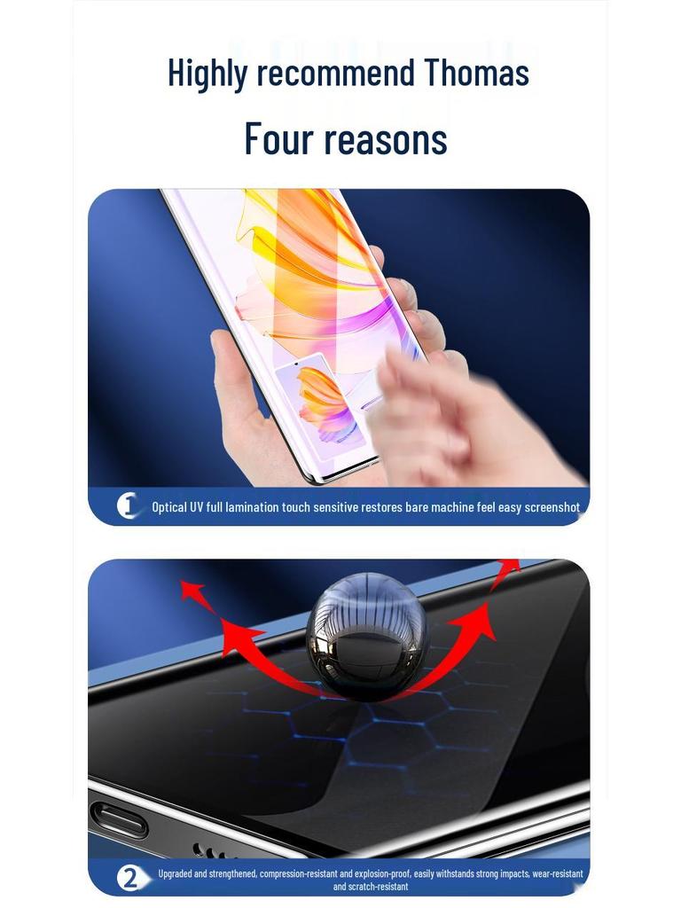Honor 80/80 Pro Tempered Glass Screen Protector, Full Coverage, UV Glue, Anti-Fall Protection