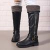 Women's Long Boots In Autumn and Winter, European and American Style, Low Heel, High Top Boots, Plus Size Women's Leather Boots