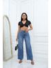 2023 Trendy European & American Ripped Bell Bottom Mid-Waist Loose Denim Pants for Women