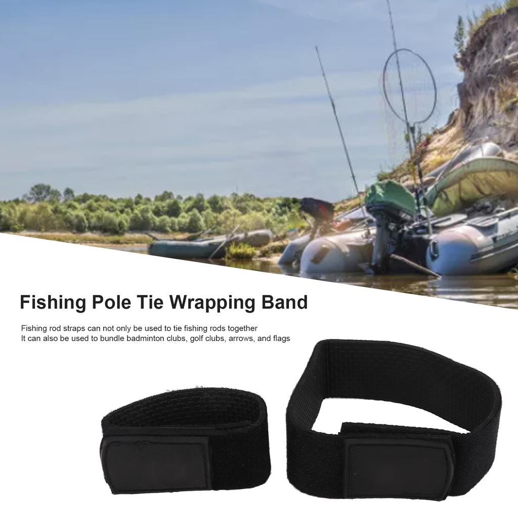 2Pcs Fishing Rod Strap Fishing Pole Tie Wrapping Band Rod Elastic Wrap Band Pole Holder