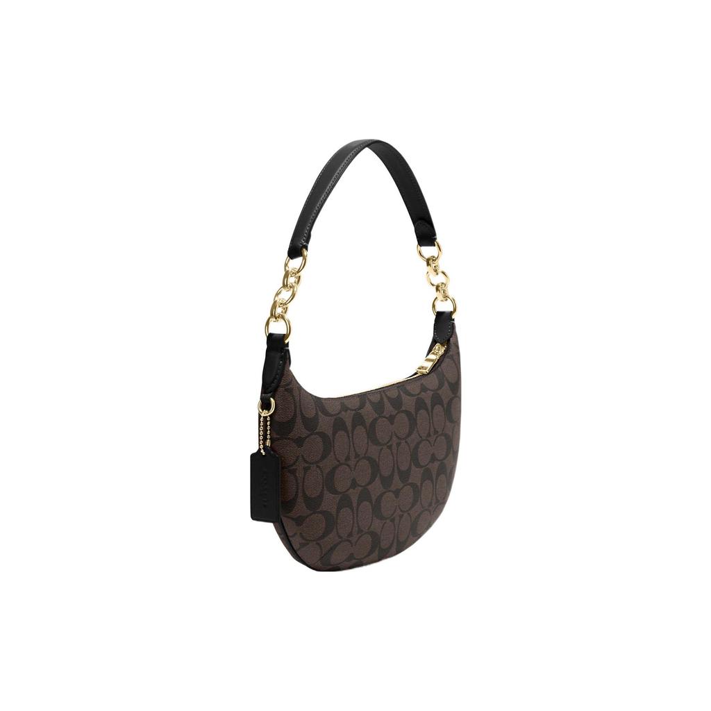 New COACH Payton Artificial Leather Crescent Bag Shoulder Bag Large Size Women's Dark Brown CE620-IMAA8