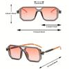 Retro Chic Women's Square Fashion Glasses with Pink Lenses for Everyday Fashion Beach Outings & Casual Wear Trendy Eyewear
