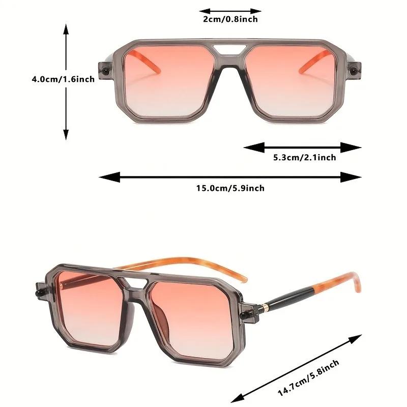 Retro Chic Women's Square Fashion Glasses with Pink Lenses for Everyday Fashion Beach Outings & Casual Wear Trendy Eyewear