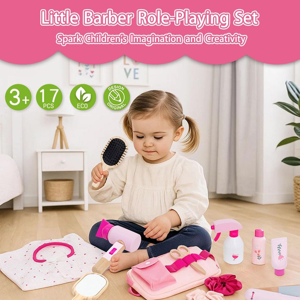 UMU Friseursalon Friseur Rolle Holzkommode Rollenspielset für Naturschönheitssalon Rollenspiel Geburtstag Beliebtes Rollenspiel Weihnachtsgeschenkset, Spielen,