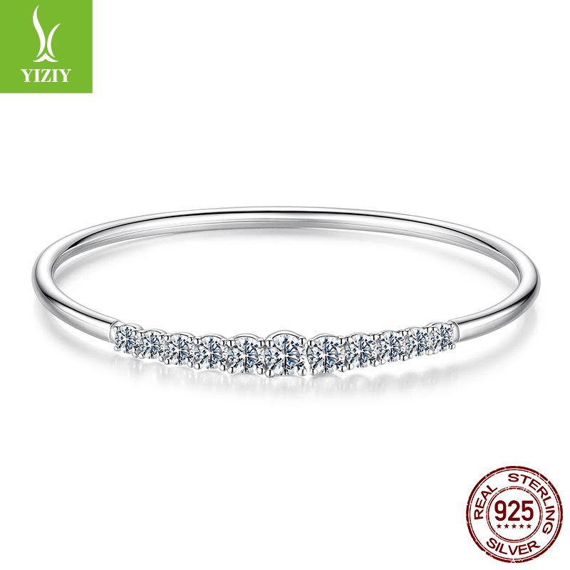 

Мозамбикский бриллиант Открытый эластичный браслет Классический универсальный Премиальный браслет из стерлингового серебра S925 Браслет 925 Silver