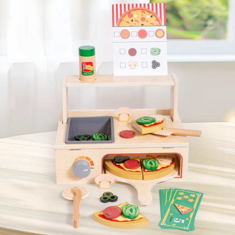 Wooden Simulation Pizza Barbecue Oven Children Toy Set For Imaginative Cooking