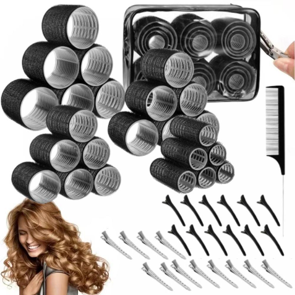 50Pcs 4 Sizes Rollers Self-Grip Hair Rollers Set Heatless DIY Heatless Hair Curlers Reusable Hair Partition Clip