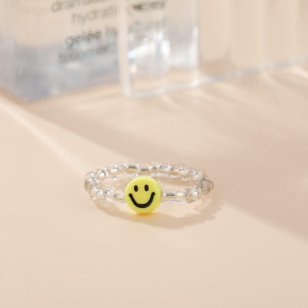 iF ME Mehrfarbiger kleiner Blumenring, koreanische Version, handgewebter Perlenring, Reisperlen-Ring, Damen- und Mädchenschmuck, kleiner Ring im frischen Stil