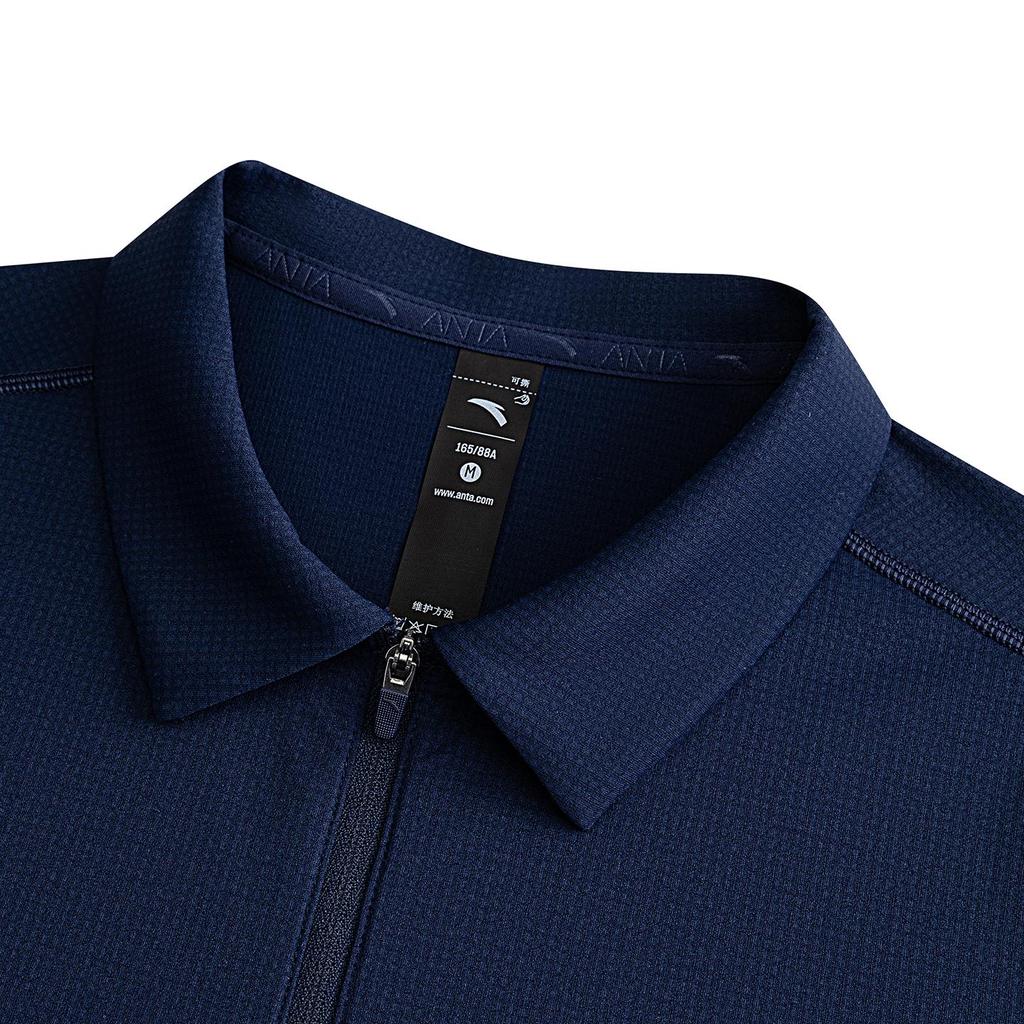 Anta Training Series Navy Blue Women's Quick-Drying Breathable Half-Zip Polo Shirt 962627110-5