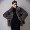 European and American autumn and winter women's clothing solid color artificial fur jacket women's coat