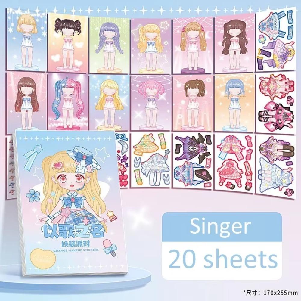 Dress Up Sticker Book Girl Sticker Book Children's Cartoon Makeup Show Puzzle Cartoon Handmade DIY Book