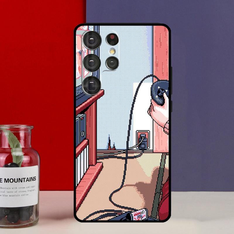 Retro Aesthetic Japanese Game Over Funda Case For Samsung Galaxy S25 Ultra S9 S10 S20 S21 S22 Plus S23 FE S24 Ultra Phone Cover