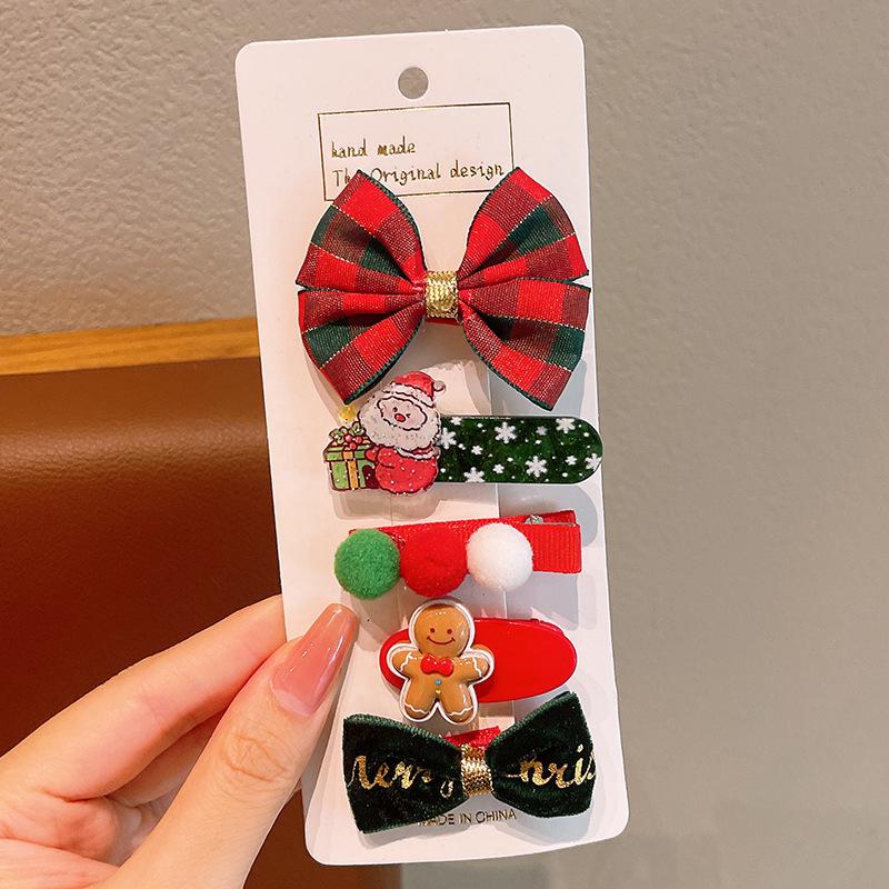 

Christmas Hair Clips Set: Cute Reindeer, Snowflake & Tree Designs with Jingle Bells