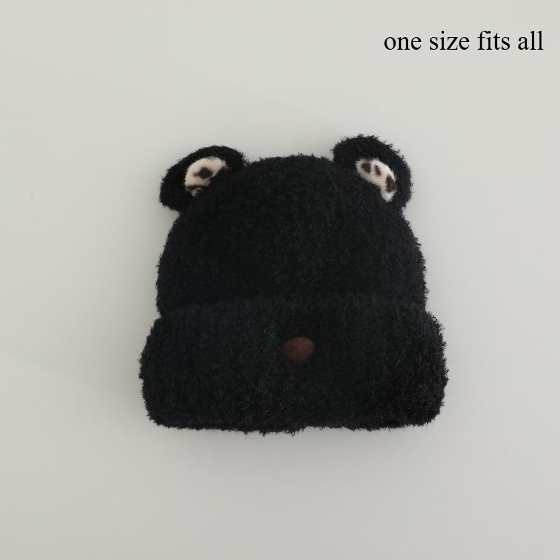 Cute Ears Little Bear Knitted Plush Hat Children Autumn and Winter Warmth Ear Protection Small Face Appearance