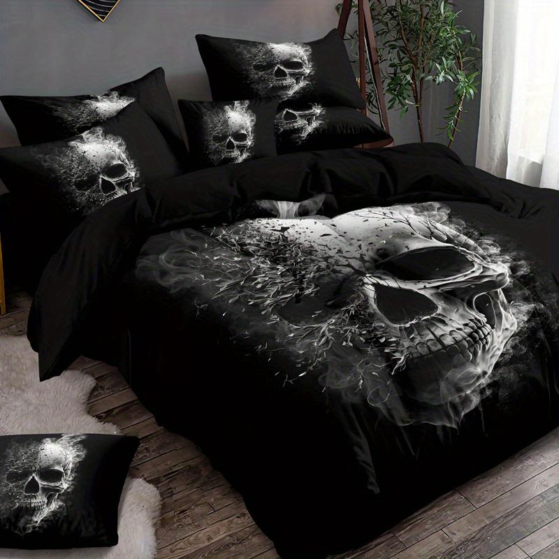3Pcss Dead Branches Skull Pattern Duvet Cover Set - Soft And Comfortable Bedroom Guest Room And Dorm Decorative Bedding 3Pcss