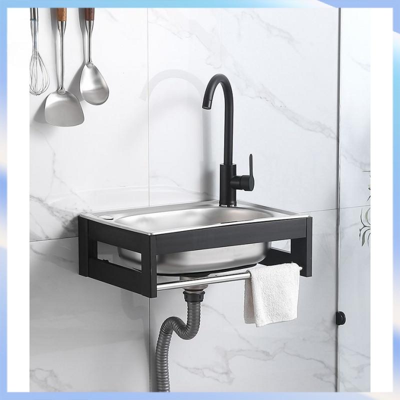 Small Single Slot Wash Basin Stainless Steel Wall-mounted Sink Kitchen Simple Dish Washing Basin Sink