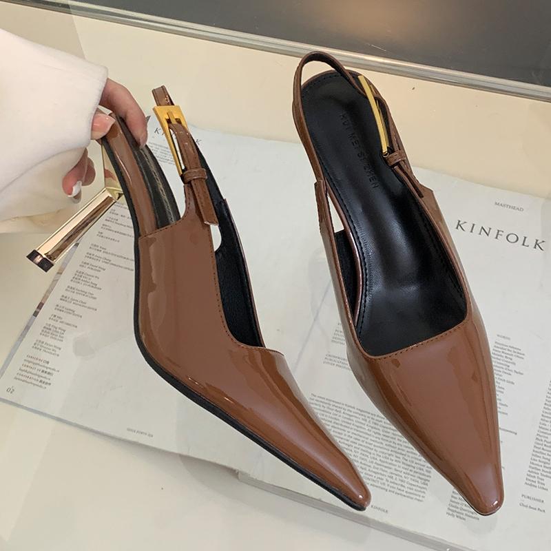 Fashion Female Metal Buckle Footwear Pumps Fashion Pointed Toe Luxury Ladies Heels Shoes 2025 New In Women Super High Heels Shoes