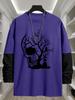 Mens Faux Layered Long Sleeve T Shirt, Casual City Explore Tops, Classic Fit for Wandering Errands Outdoor Stroll Commute Leisure Wear