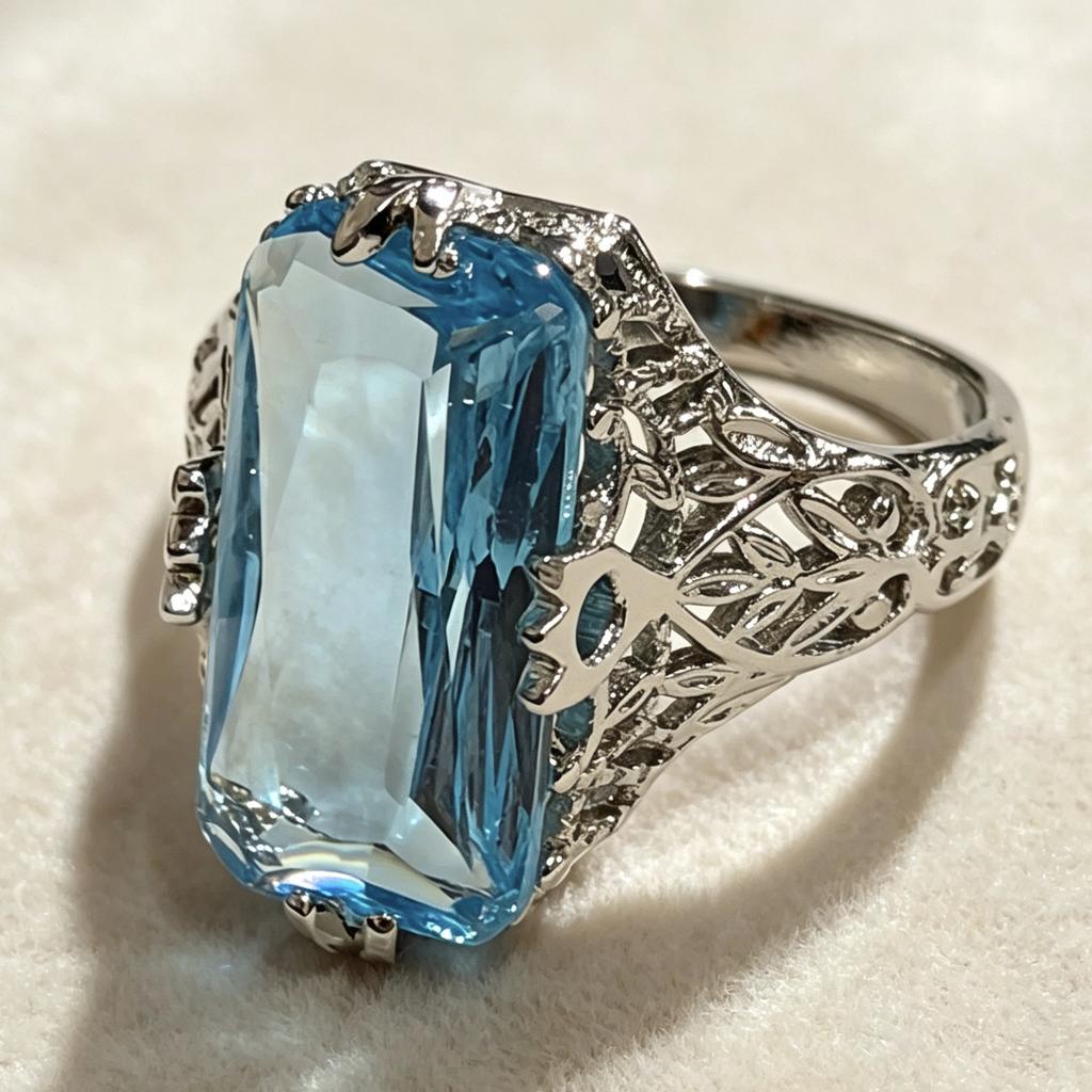Retro Unique Square Crystal Hollow Carved Silver Color Ring for Women New Luxury Temperament Ladies Party Premium Gift Jewelry