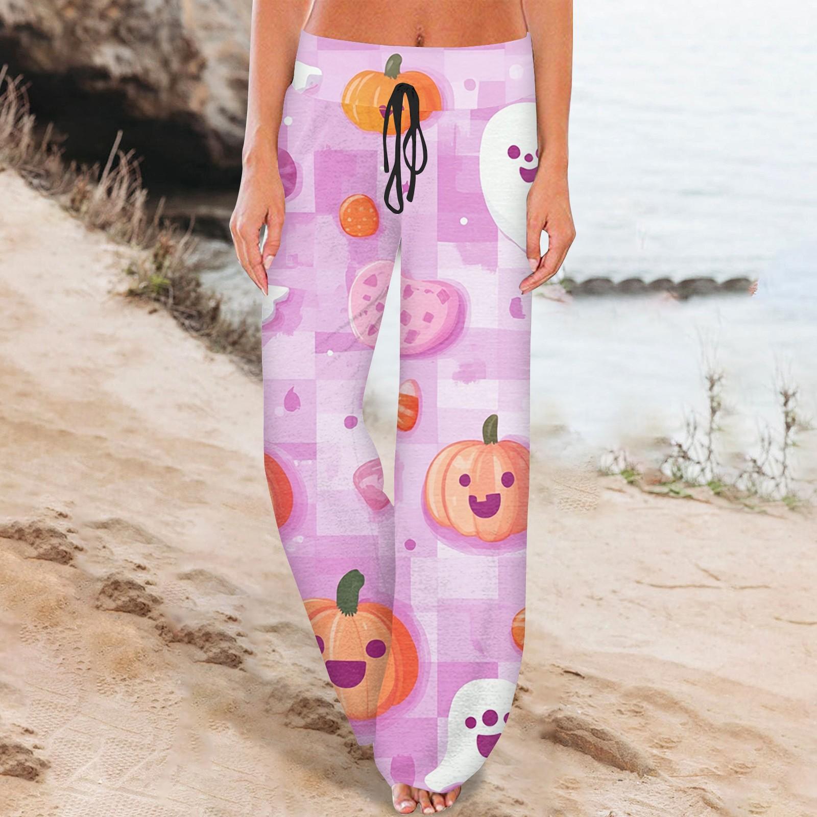 

Женские модные повседневные удобные пижамные брюки с принтом и широкими штанинами на шнурке M