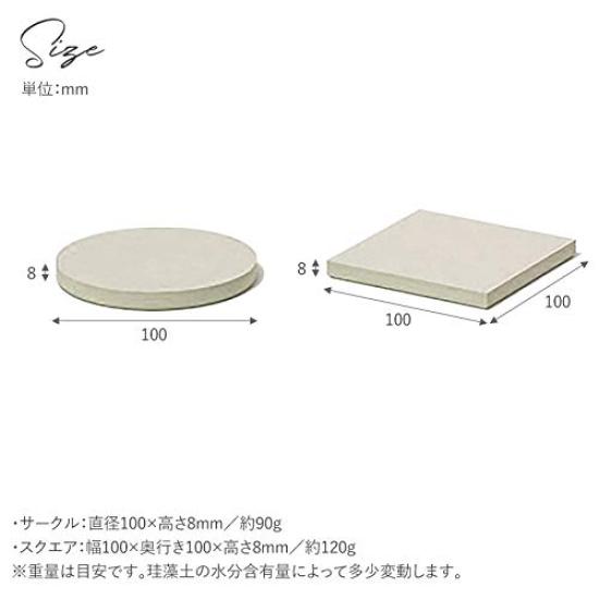 Soil Diatomaceous Earth Large Set of 2 of the Same D343 WH Coaster, Circle, Color, White,