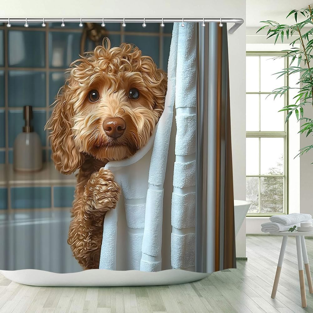 Funny Dog Shower Curtain Cute Dogs In Bathtub Bubble Farmhouse Animal For Pet Lover Lovely Puppy Bathroom Decor Polyester Fabric