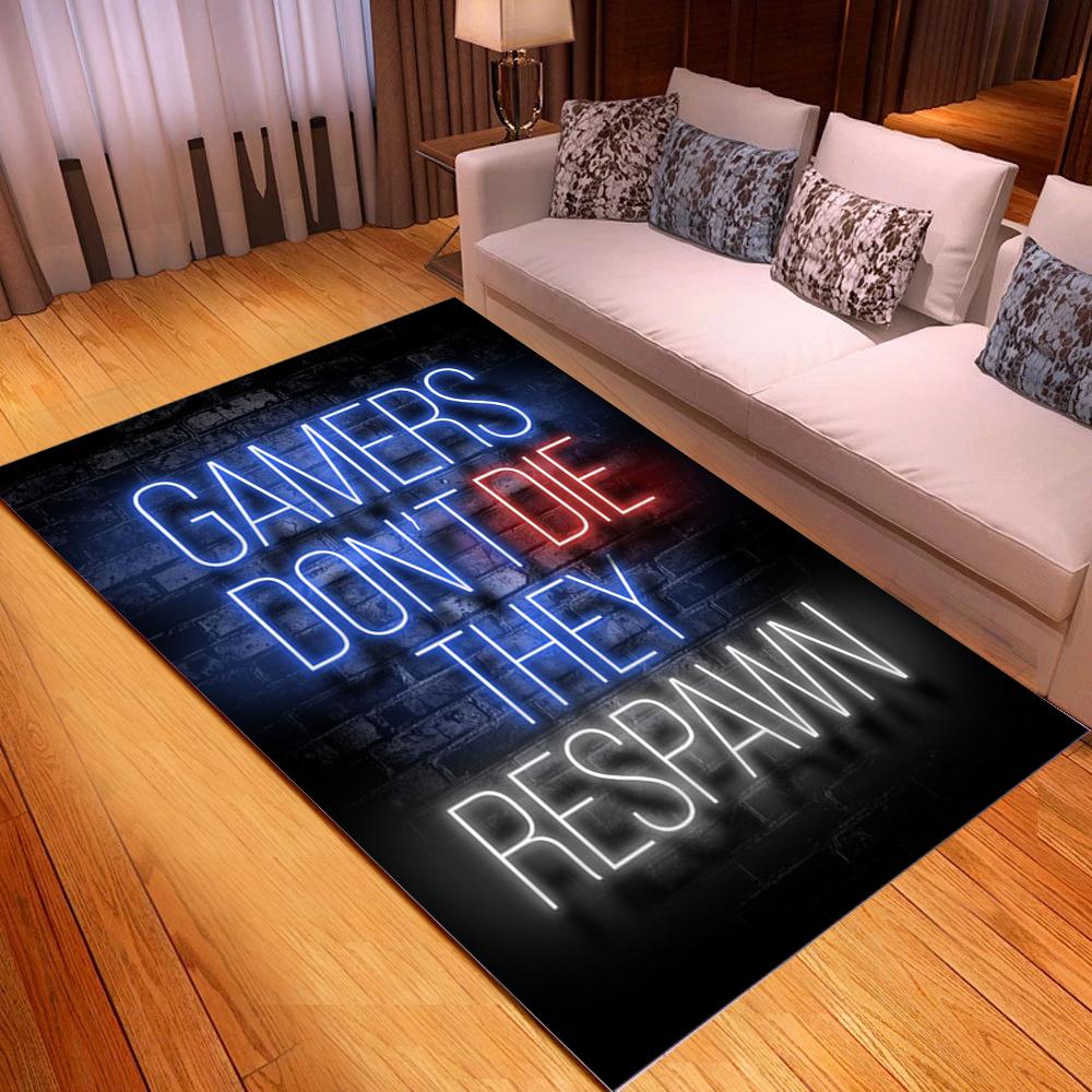 Gamepad Symbol Carpet for Gaming Rooms Bedroom Living Room Decor Non-slip Carpets Machine Washable Floor Mats Area Rugs
