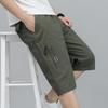Sommer Herren Outdoor Casual Cargo Shorts Knielange Hosen Reißverschlusstasche Baumwollshorts Kletterjogger Elastische Taille Sportbekleidung