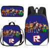 Zaino Anime 3D Tre Pezzi Roblox Zaino Studente Borsa Pranzo Astuccio Zaino Scolastico Stampato