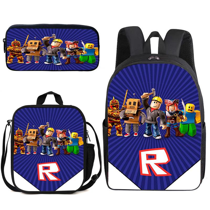 Zaino Anime 3D Tre Pezzi Roblox Zaino Studente Borsa Pranzo Astuccio Zaino Scolastico Stampato