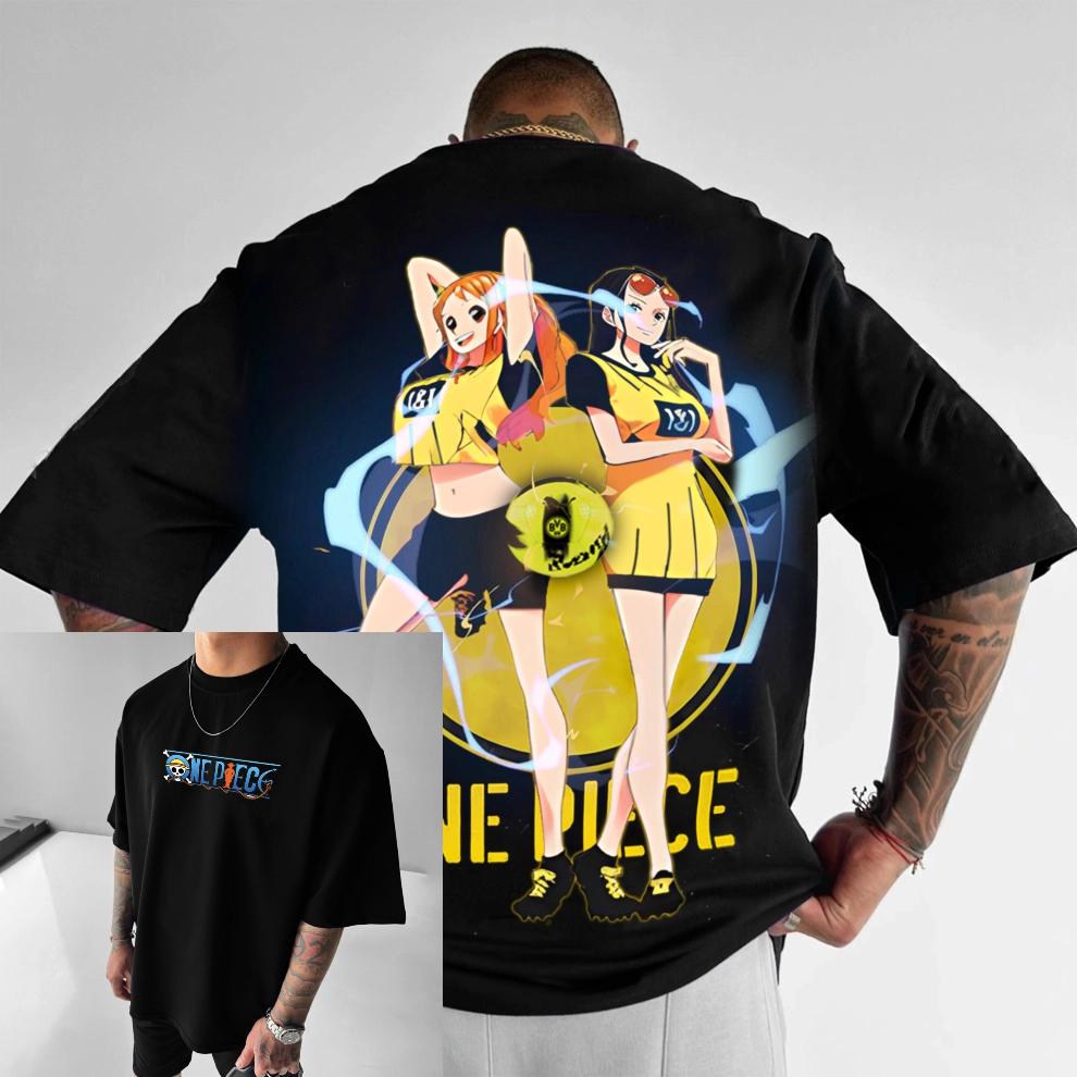 Harajuku One Piece Nami Mens TShirts Anime Print Summer Y2k Womens Cotton Oversized Short Sleeve Tee Casual Streetwear Tops