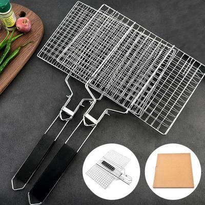 Foldable Grill Basket, 304 Stainless Steel BBQ Grilling Basket for Outdoor Grill, Grill Accessories for Chicken Fish Vegetable, Dad Gifts