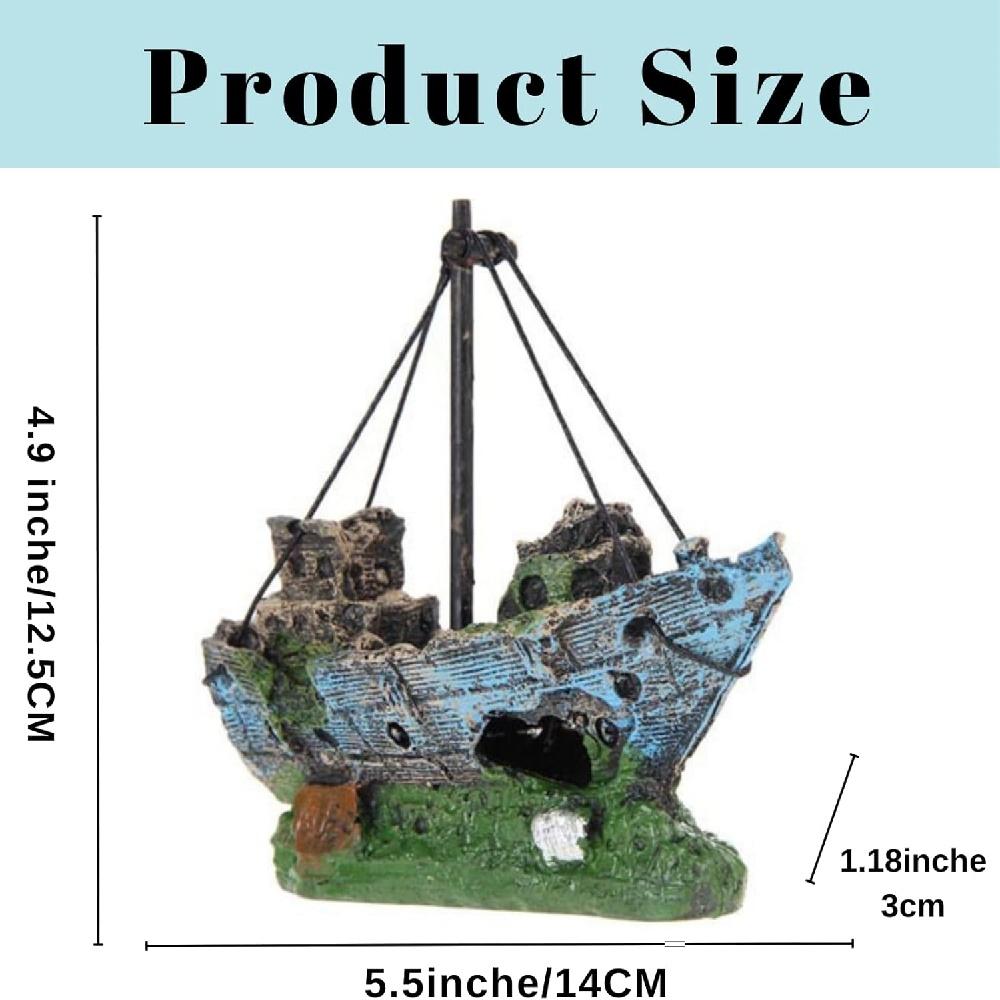 Fish Tank Decoration, Resin Shipwreck Fish Tank Decoration, Large Shipwreck Aquarium Decoration, Betta Fish Tank Accessories, Shipwreck Fish Hideout