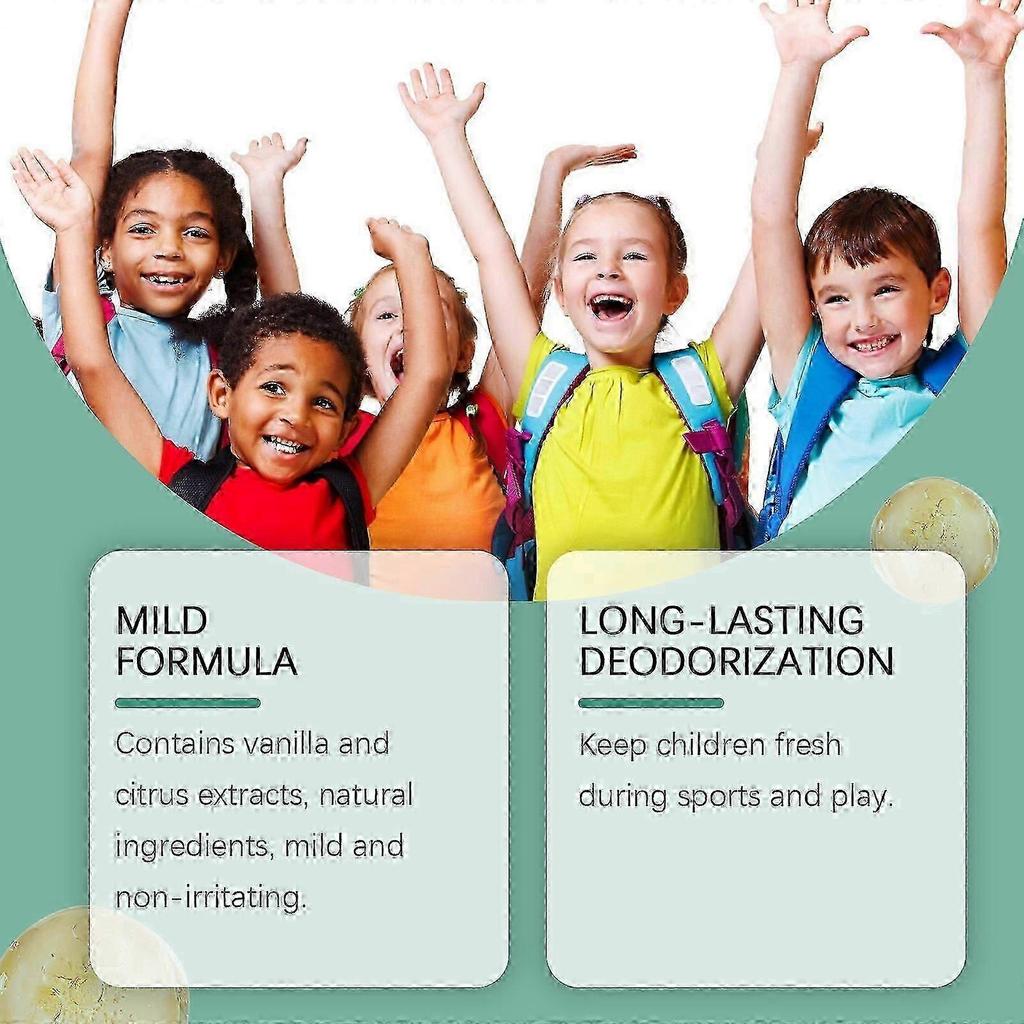 Frisches natürliches Deodorant für Kinder und Jugendliche, ohne Aluminium, Hypoallergenes Deodorant, Vanille-Zitrus-Roll-Duft, Schweißroller für Kinder, Achselschweiß