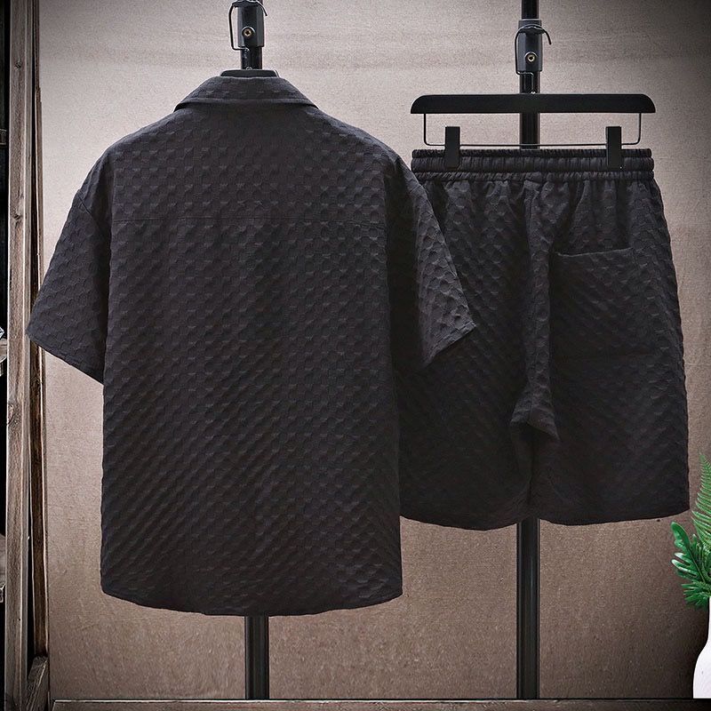 Summer Men's Casual Thin Sports Two-piece Set Sports Suit Men's Short Sleeve T-shirt Shorts One Set