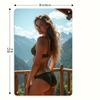 Metal Tropical Bikini Girl Wall Art 8x12 Inch, Beach Bar Restaurant Durable Hanging Decor for Kitchen Balcony