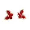 2025 Autumn and Winter New Red Crystal Butterfly Stud Earrings High-end Light Luxury Niche Design Unique Exquisite Earrings Women