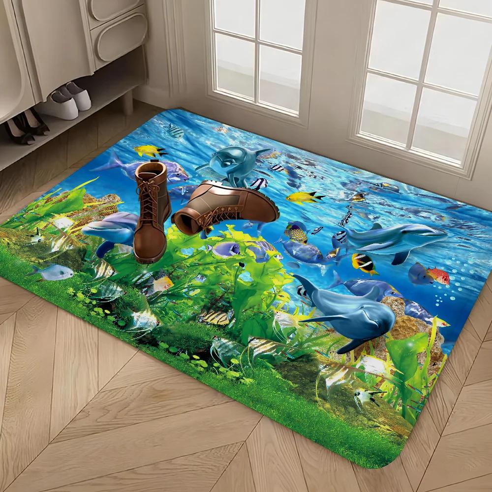 Ozean Delfin Muster Küchenmatte Waschbar Rutschfest Wohnzimmer Sofas Stühle Bereichsmatte Küche Moderne Heimdekoration