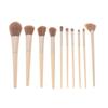 10-Piece Makeup Brush Set With Soft Synthetic Bristles Blush Powder Concealer Eyeshadow - Long Handle Cream White