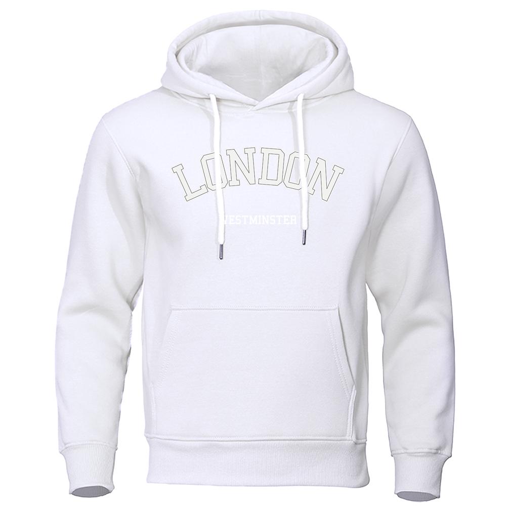 London Westminster Street Letter Printing Mans Clothing Fleece Soft Hoodie Autumn Oversize Hoodies Sports Hoodies