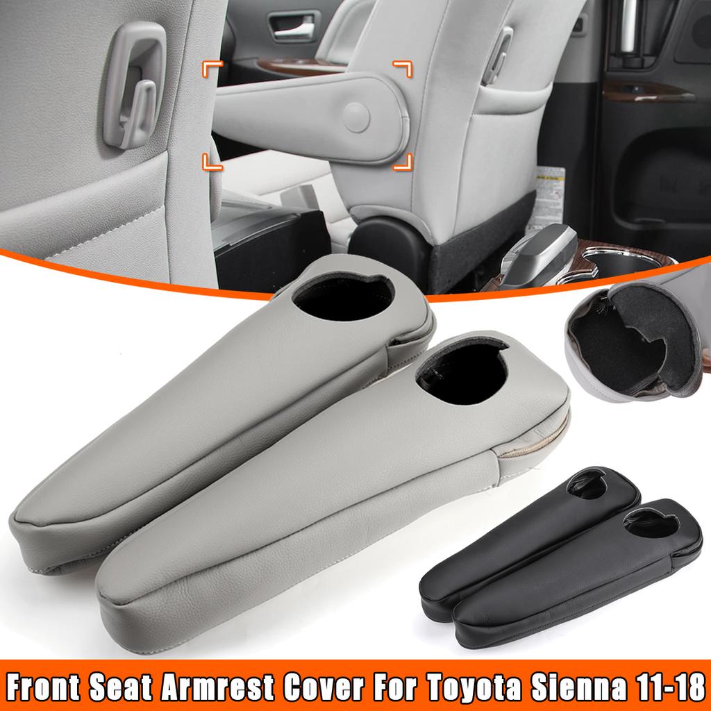 Gray Microfiber Leather Armrest Cover Set – Front Seats For Toyota Sienna 2011-2017 (2 Pieces)